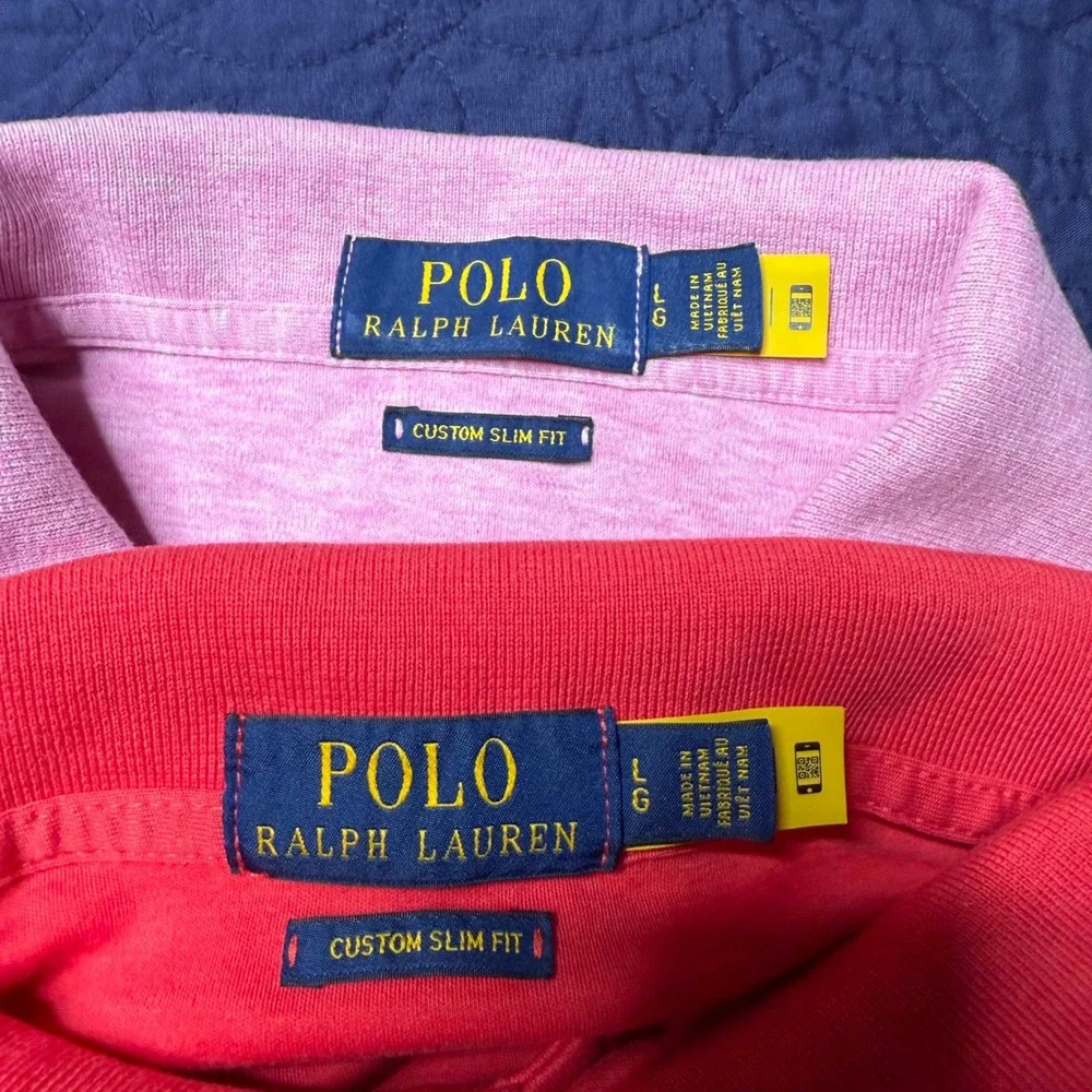 Polo Ralph Lauren  Custom Slim Fit Polo Shirt Lot Of 2 Pink Red Men's Large